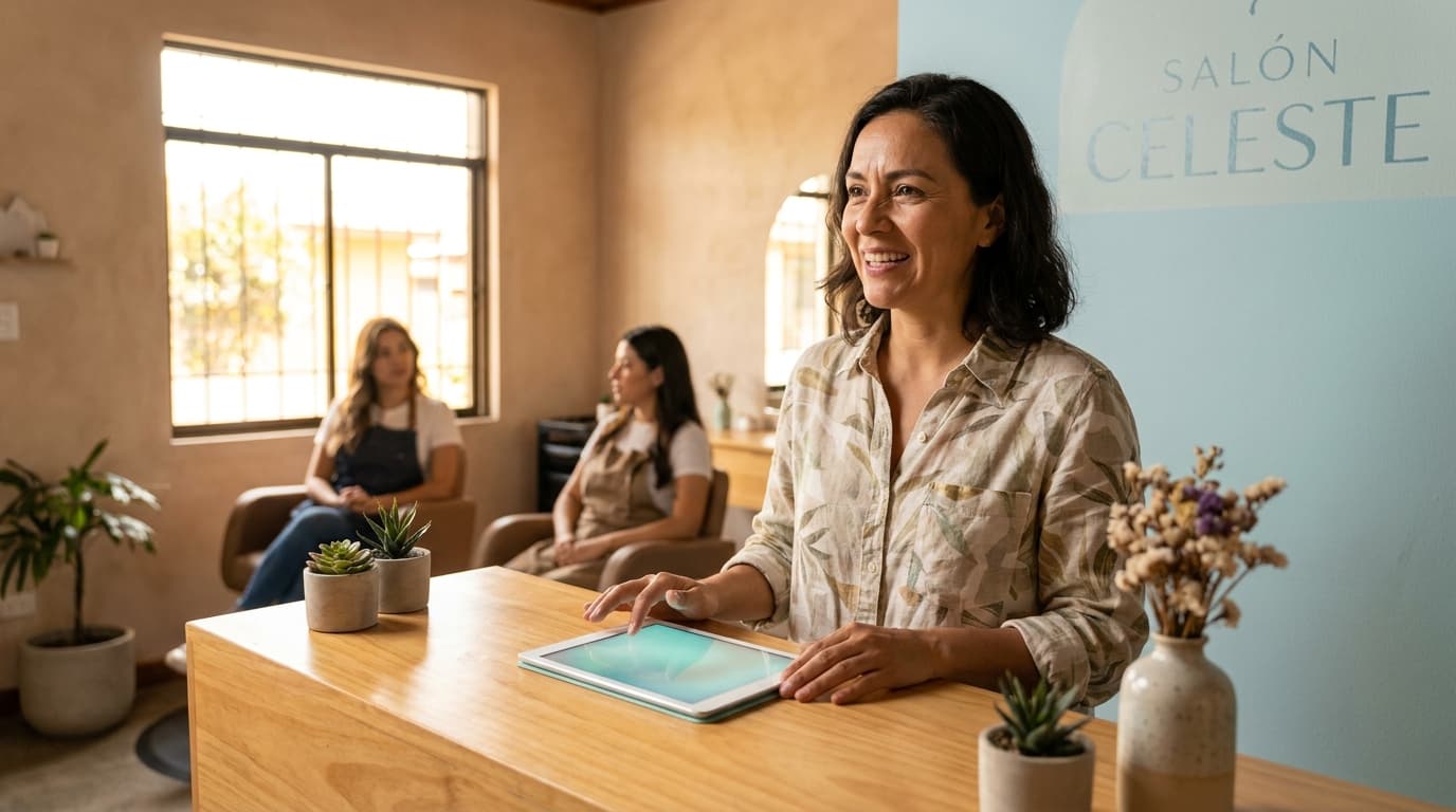 Salón de belleza atendiendo a una clienta — capa Well AI